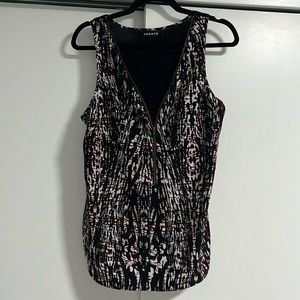 Trouve Print Zip Neck Tank Top (M)